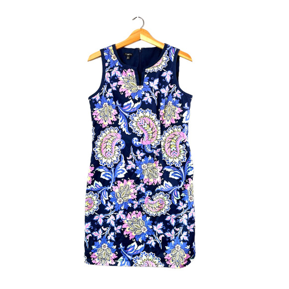 Women's Blue Paisley Talbots Shift Dress 10P - Picture 1 of 6
